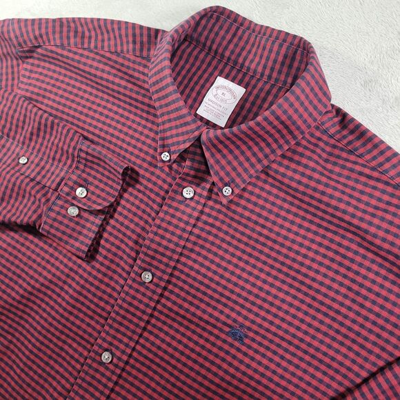 Brooks Brothers Other - Brooks Brothers Dress Shirt Mens XL Red Long Sleeve Button Down Non Iron Stretch